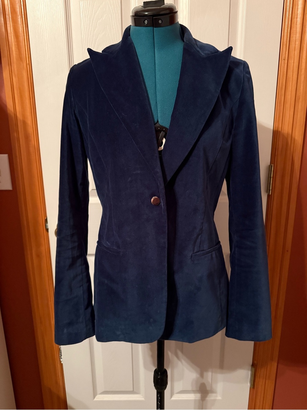 Women's Navy Velvet Blazer Jacket